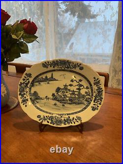 Antique Chinese Export Blue White Porcelain Platter Tray