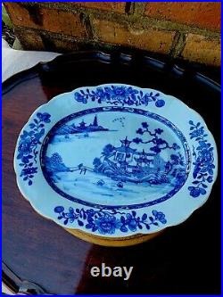 Antique Chinese Export Blue White Porcelain Platter Tray