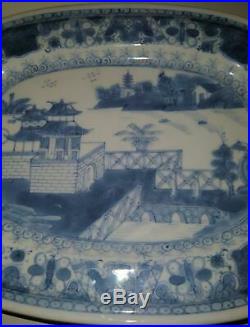 Antique Chinese Export Blue & White Warming Plate