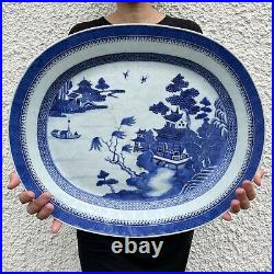 Antique Chinese Export Blue and White Porcelain platter, Qianlong period #901