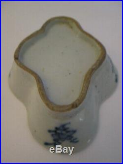 Antique Chinese Export Canton Blue and White Lobed Butter Pat Dish Porcelain