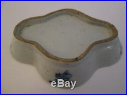 Antique Chinese Export Canton Blue and White Lobed Butter Pat Dish Porcelain
