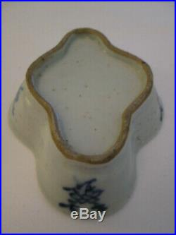 Antique Chinese Export Canton Blue and White Lobed Butter Pat Dish Porcelain
