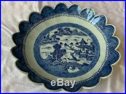 Antique Chinese Export Porcelain Canton Scalloped Blue White plate 19th Century