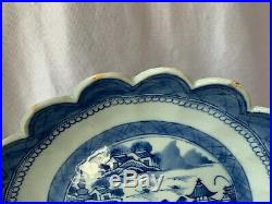 Antique Chinese Export Porcelain Canton Scalloped Blue White plate 19th Century