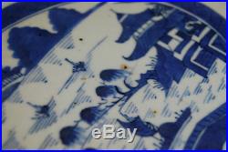 Antique Chinese Export Ware Canton Nanking Blue & White Platter Charger 19th C