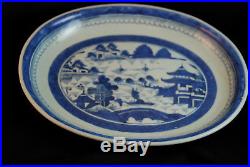 Antique Chinese Export Ware Canton Nanking Blue & White Platter Charger 19th C