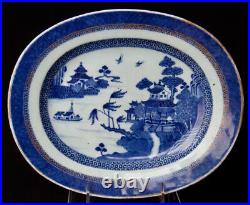 Antique Chinese Export blue&white Porcelain Qianlong period 18th c Oval plate #2