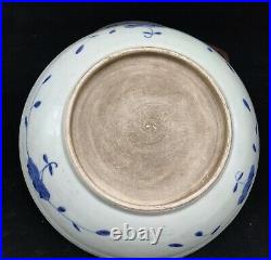 Antique Chinese Hand Painted Blue White Large Porcelain Plate Bowl Qing Dynasty