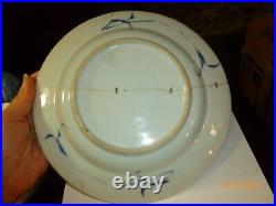 Antique Chinese Kangxi Circle Blue White Porcelain Plate Red 8.75
