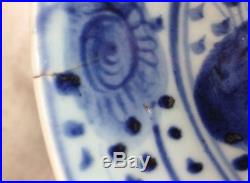 Antique Chinese Ming Dynasty Blue and White Porcelain Plate