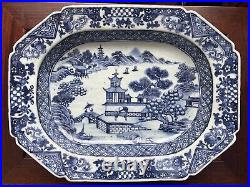 Antique Chinese Porcelain Blue & White Platter Qianlong 18th Rare Plate 37.5cm