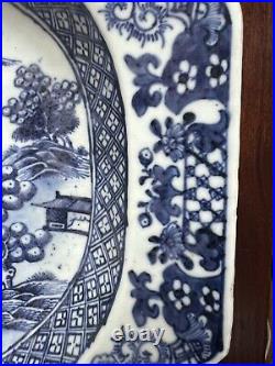 Antique Chinese Porcelain Blue & White Platter Qianlong 18th Rare Plate 37.5cm