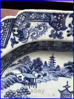 Antique Chinese Porcelain Blue & White Platter Qianlong 18th Rare Plate 37.5cm