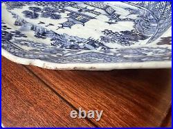 Antique Chinese Porcelain Blue & White Platter Qianlong 18th Rare Plate 37.5cm