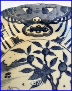 Antique Chinese Porcelain Ming Wanli Period Blue White Export Dish Lion Pattern