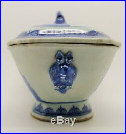 Antique Chinese Porcelain Qianlong Export Blue & White Small Tureen 18th Century
