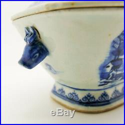 Antique Chinese Porcelain Qianlong Export Blue & White Small Tureen 18th Century