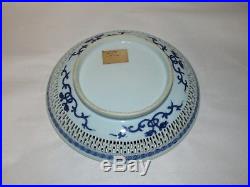 Antique Chinese Porcelain Reticulated Blue and White Dish