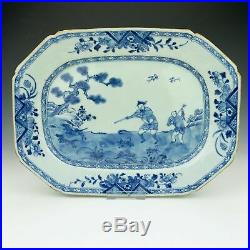 Antique Chinese Porcelain Shooting Scene Blue & White Serving Plate ref 680