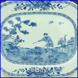 Antique Chinese Porcelain Shooting Scene Blue & White Serving Plate ref 680
