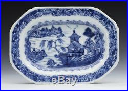Antique Chinese Qianlong Blue & White Small Sized Serving Dish C. 1770