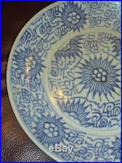 Antique Chinese Qing Dynasty Blue, White Porcelain Bowl/ Plate 3 Characters Sign