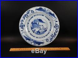 Antique Chinese Qing Dynasty Plate Taoist Sage Hermit Gazing at Mountains C 1750