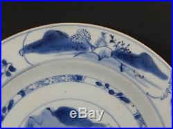 Antique Chinese Qing Dynasty Plate Taoist Sage Hermit Gazing at Mountains C 1750