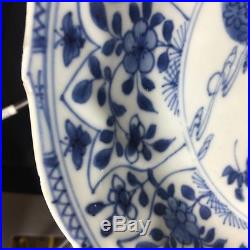 Antique Chinese Underglaze Blue White Porcelain Plate Qing Kangxi Period 18th C