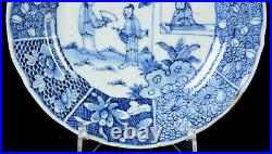 Antique Chinese blue&white porcelain plate Kangxi Romance of the Western Chamber