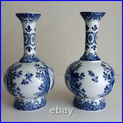 Antique DELFT PAIR OF VASES WINDMILL SAILBOAT DECOR