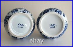 Antique DELFT PAIR OF VASES WINDMILL SAILBOAT DECOR