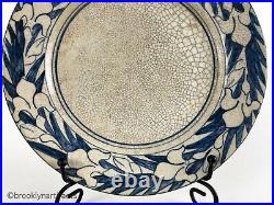 Antique Dedham Pottery Blue & White Iris Border Dinner Plate (8.5)