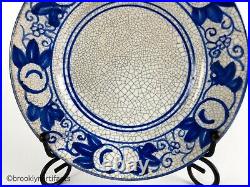 Antique Dedham Pottery Blue and White Horse Chestnut Bread/Dessert Plate (6.25)