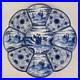 Antique Delft Blue And White Lobed Charger Chinoiserie Figures 31cm A/F