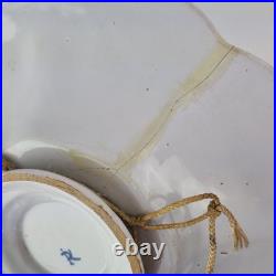 Antique Delft Blue And White Lobed Charger Chinoiserie Figures 31cm A/F