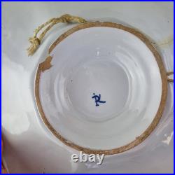 Antique Delft Blue And White Lobed Charger Chinoiserie Figures 31cm A/F