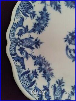 Antique Delft Faience Plate Blue White Hand Painted Basket Flowers Signed