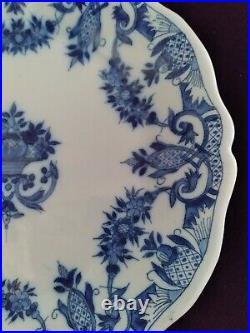 Antique Delft Faience Plate Blue White Hand Painted Basket Flowers Signed