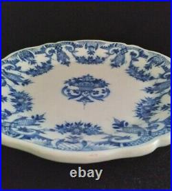 Antique Delft Faience Plate Blue White Hand Painted Basket Flowers Signed