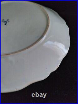 Antique Delft Faience Plate Blue White Hand Painted Basket Flowers Signed