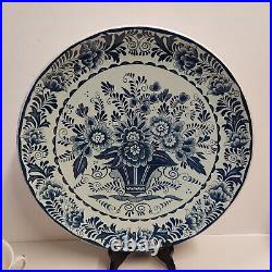 Antique Delfts Blauw Chemkefa Holland Large Charger Collectors Plate