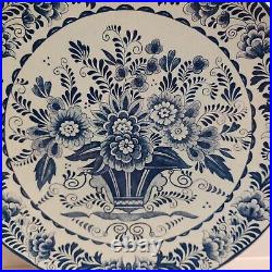 Antique Delfts Blauw Chemkefa Holland Large Charger Collectors Plate