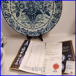 Antique Delfts Blauw Chemkefa Holland Large Charger Collectors Plate