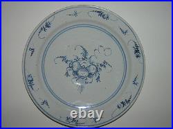 Antique Dutch Delft Blue And White Hand Painted Plate 18 Th. C