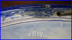 Antique Dutch Delft Hand Painted Blue White Charger Wall Plate Sail Boats MILL