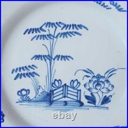 Antique Dutch Delft Tin-Glazed Earthenware Blue and White Plate 18th century