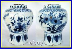 Antique Dutch Delft Vase Handpainted Bird From Museum Blue White 17C (4637)