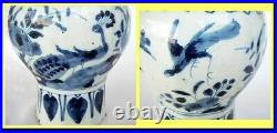 Antique Dutch Delft Vase Handpainted Bird From Museum Blue White 17C (4637)